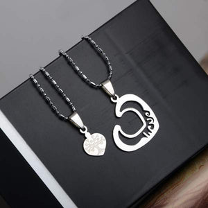 PINKSEE 1 Pair Titanium Steel Heart Shape Pendant Necklaces Men Women Couple Lover I Love You Necklace Jewelry Gifts 19 Styles - accessories4girls