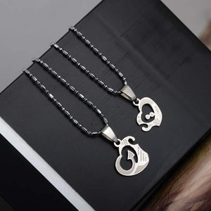 PINKSEE 1 Pair Titanium Steel Heart Shape Pendant Necklaces Men Women Couple Lover I Love You Necklace Jewelry Gifts 19 Styles - accessories4girls