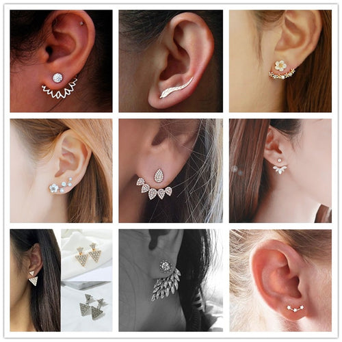 Crystal Flower drop Earrings For Women fashion Jewelry Double Sided - accessories4girls