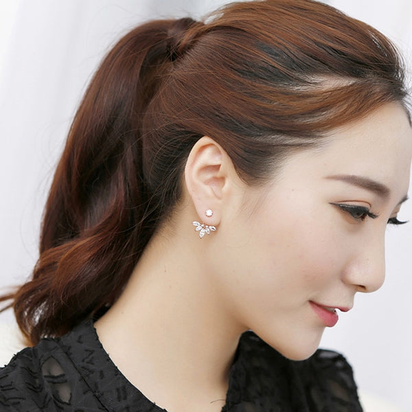 Crystal Flower drop Earrings For Women fashion Jewelry Double Sided - accessories4girls