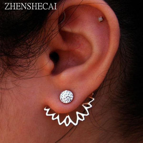 Crystal Flower drop Earrings For Women fashion Jewelry Double Sided - accessories4girls