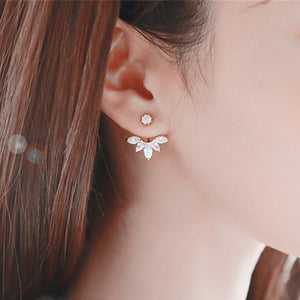 Crystal Flower drop Earrings For Women fashion Jewelry Double Sided - accessories4girls