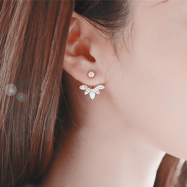 Crystal Flower drop Earrings For Women fashion Jewelry Double Sided - accessories4girls