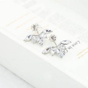 Crystal Flower drop Earrings For Women fashion Jewelry Double Sided - accessories4girls