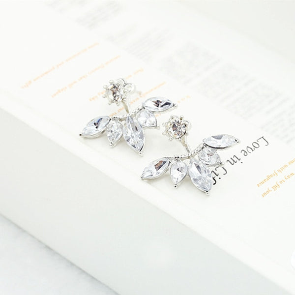 Crystal Flower drop Earrings For Women fashion Jewelry Double Sided - accessories4girls