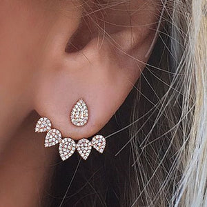 Crystal Flower drop Earrings For Women fashion Jewelry Double Sided - accessories4girls