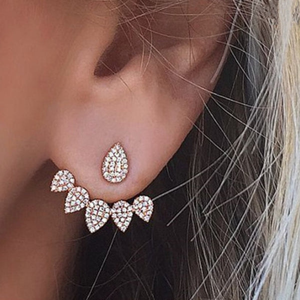 Crystal Flower drop Earrings For Women fashion Jewelry Double Sided - accessories4girls