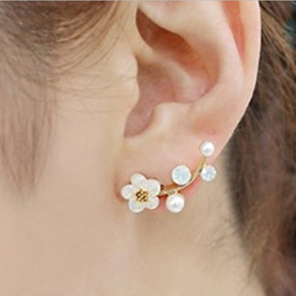 Crystal Flower drop Earrings For Women fashion Jewelry Double Sided - accessories4girls