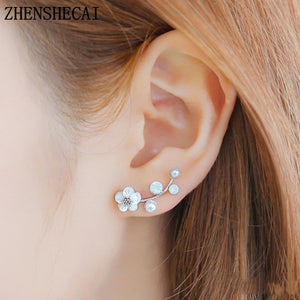 Crystal Flower drop Earrings For Women fashion Jewelry Double Sided - accessories4girls