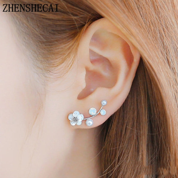 Crystal Flower drop Earrings For Women fashion Jewelry Double Sided - accessories4girls