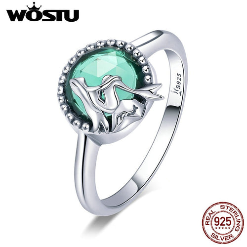 WOSTU Design Real 925 Sterling Silver Love of Mermaid Crystal Finger Rings For Women Original Jewelry Party Wedding Gift CQR361 - accessories4girls
