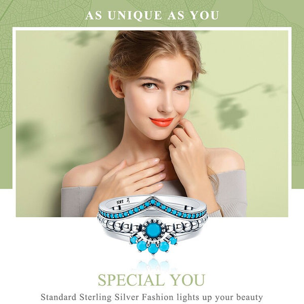 925 Sterling Silver Blue CZ Wish Finger Rings For Women - accessories4girls