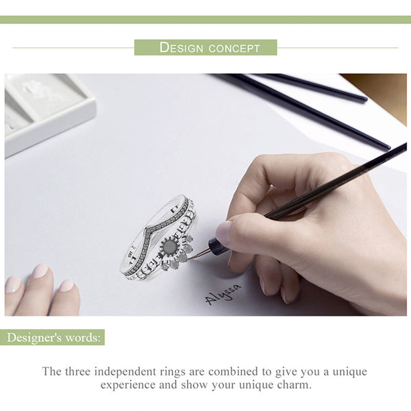 925 Sterling Silver Blue CZ Wish Finger Rings For Women - accessories4girls