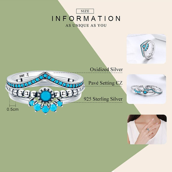 925 Sterling Silver Blue CZ Wish Finger Rings For Women - accessories4girls