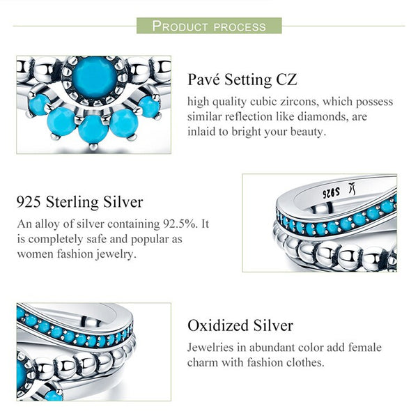 925 Sterling Silver Blue CZ Wish Finger Rings For Women - accessories4girls