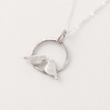 Couple bird Charm Camping Necklace  Circle Mountain Pendant Necklace Women Girl - accessories4girls