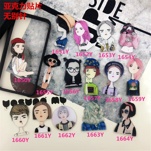 Cute Girl  Harajuku Acrylic PIns Brooch Badge Cartoon Bag Badge - accessories4girls