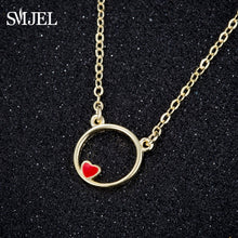Load image into Gallery viewer, SMJEL Silver 925 Cute Love Heart Circle Pendant Necklace - accessories4girls