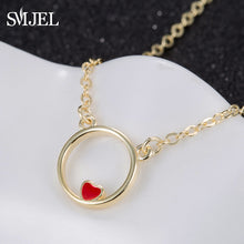 Load image into Gallery viewer, SMJEL Silver 925 Cute Love Heart Circle Pendant Necklace - accessories4girls