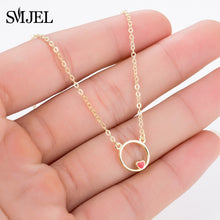 Load image into Gallery viewer, SMJEL Silver 925 Cute Love Heart Circle Pendant Necklace - accessories4girls