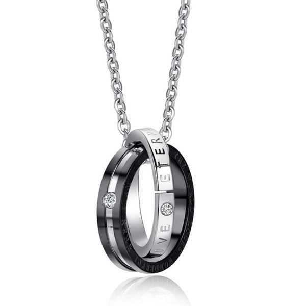 Stainless Steel Chain Love Necklaces for Couples Lover Ladies Fashion Paired Double Circles Pendant - accessories4girls