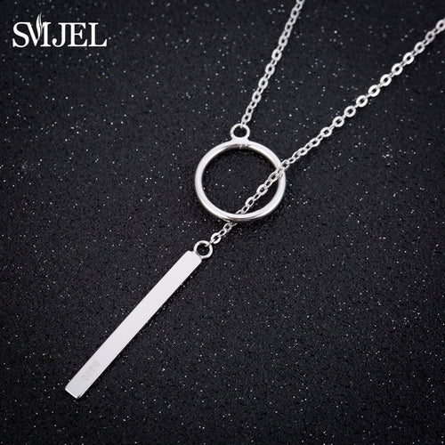 SMJEL New Circle with Bar Necklaces Mens 925 Silver - accessories4girls