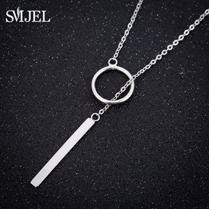 SMJEL New Circle with Bar Necklaces Mens 925 Silver - accessories4girls