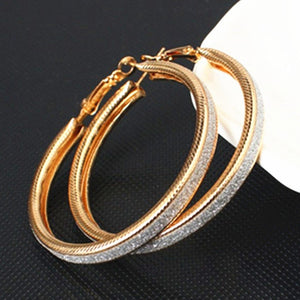 Simple fashion gold color Silver plated geometric big round earrings - accessories4girls