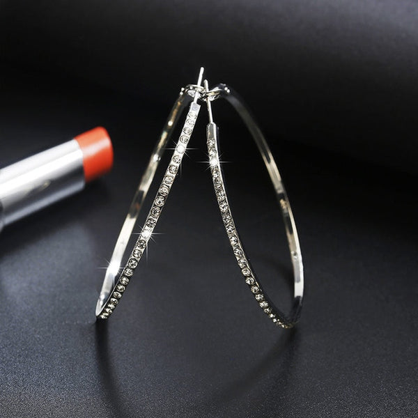 Simple fashion gold color Silver plated geometric big round earrings - accessories4girls
