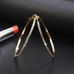 Simple fashion gold color Silver plated geometric big round earrings - accessories4girls