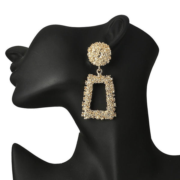 Simple fashion gold color Silver plated geometric big round earrings - accessories4girls
