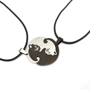 Cute Couples Jewelry animal Necklaces Black white Couple Necklace cat Pendants - accessories4girls