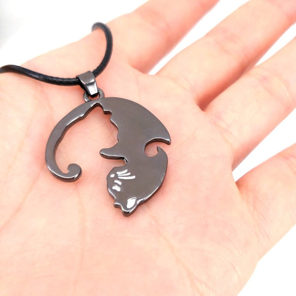 Cute Couples Jewelry animal Necklaces Black white Couple Necklace cat Pendants - accessories4girls
