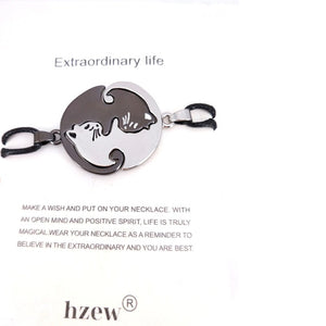 Cute Couples Jewelry animal Necklaces Black white Couple Necklace cat Pendants - accessories4girls