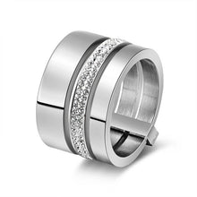 Load image into Gallery viewer, Effie Queen 15mm Big 3 Layers Rings 316L Stainless Steel Zircon Female Ring Wedding Engagement Women Jewelry Fashion Gift IR86 - accessories4girls