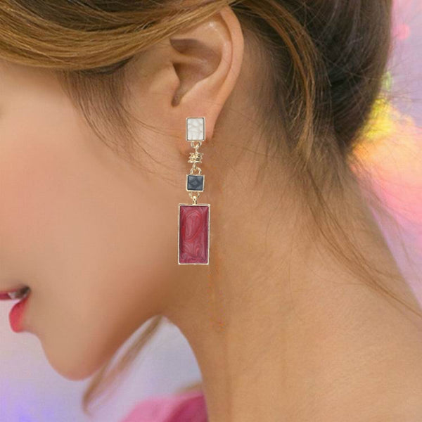 Earrings For Women Girls Red Stone Dangle Earrings Geometric Earrings - accessories4girls