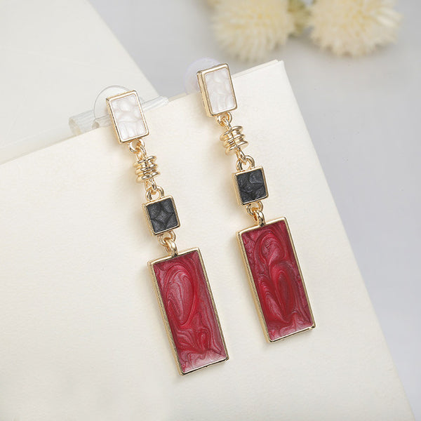 Earrings For Women Girls Red Stone Dangle Earrings Geometric Earrings - accessories4girls