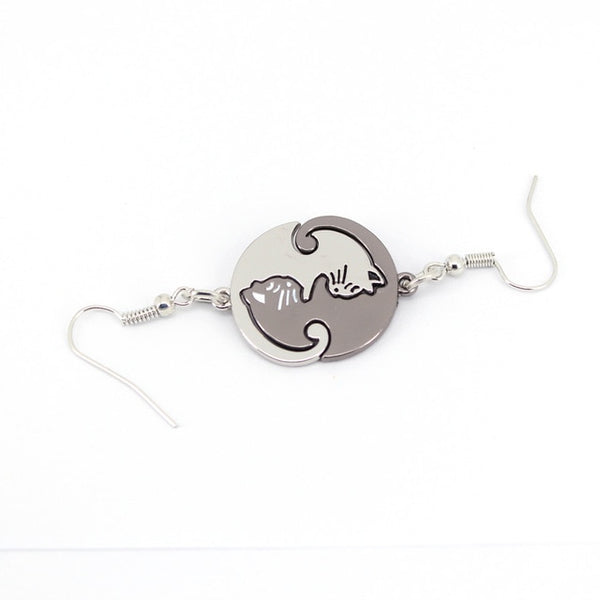 Cute Couples Jewelry animal Necklaces Black white Couple Necklace cat Pendants - accessories4girls