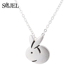 SMJEL Cute Animal Rabbit Necklace Choker 925 Silver Necklaces - accessories4girls