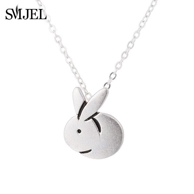 SMJEL Cute Animal Rabbit Necklace Choker 925 Silver Necklaces - accessories4girls