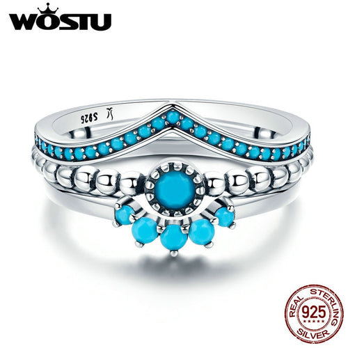 925 Sterling Silver Blue CZ Wish Finger Rings For Women - accessories4girls