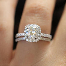 Load image into Gallery viewer, Huitan 2PC Bridal Ring with Round Brilliant Cubic Zircon Prong Engagement Wedding Rings for Women - accessories4girls