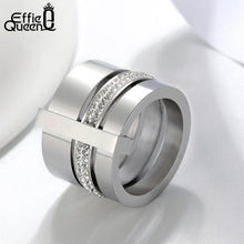 Load image into Gallery viewer, Effie Queen 15mm Big 3 Layers Rings 316L Stainless Steel Zircon Female Ring Wedding Engagement Women Jewelry Fashion Gift IR86 - accessories4girls