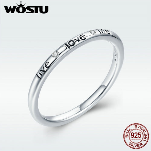 925 Sterling Silver Engrave Loving Life Simple Easy Finger Ring - accessories4girls