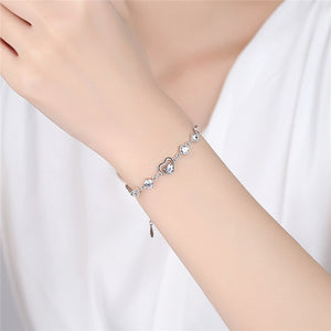 925 Sterling Silver Bracelet Fashion, Heart Crystal Bracelets Gift - accessories4girls