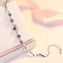 Load image into Gallery viewer, 925 Sterling Silver Bracelet Fashion, Heart Crystal Bracelets Gift - accessories4girls